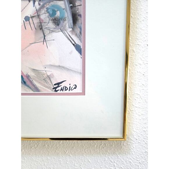 Mary Endico Original Abstract Watercolor Painting 16x15 Signed Gold Frame - Picture 8 of 10